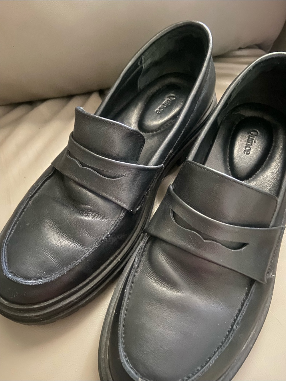 Quince Women’s Size 8 Black Leather Penny Loafers